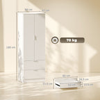 Roupeiro para Quarto com 2 Gavetas 2 Portas com Fecho Suave e Barra de Suspensão 60x47x180 cm Branco — foto 2