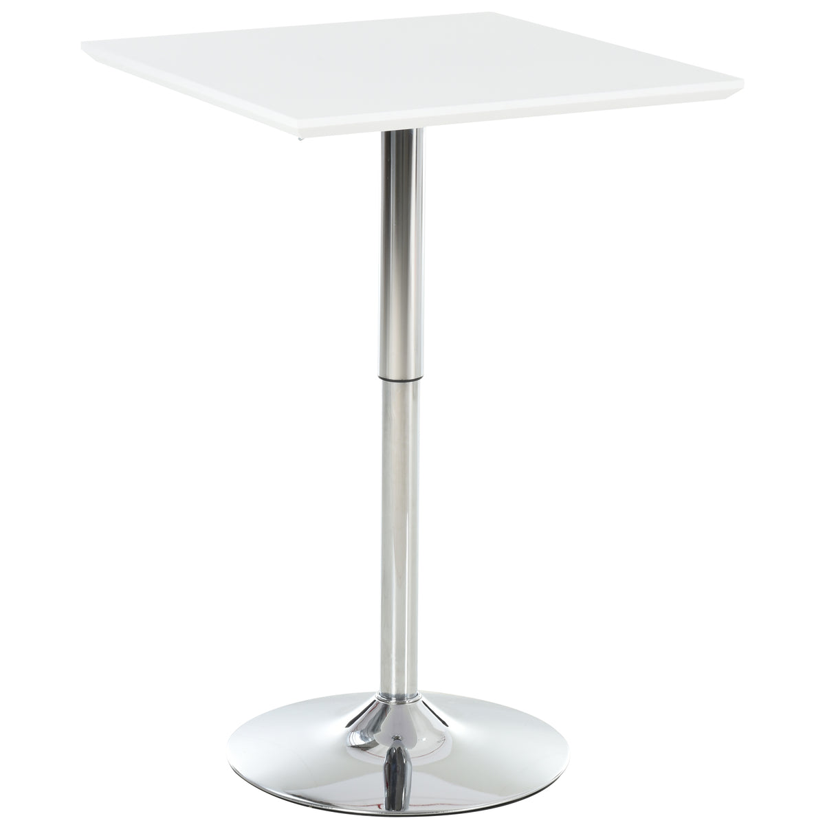 Mesa de Bar Bistrô Pub Regulável em Altura Mesa Alta Quadrada Aço 60x60x69-92 cm Branco — foto 1