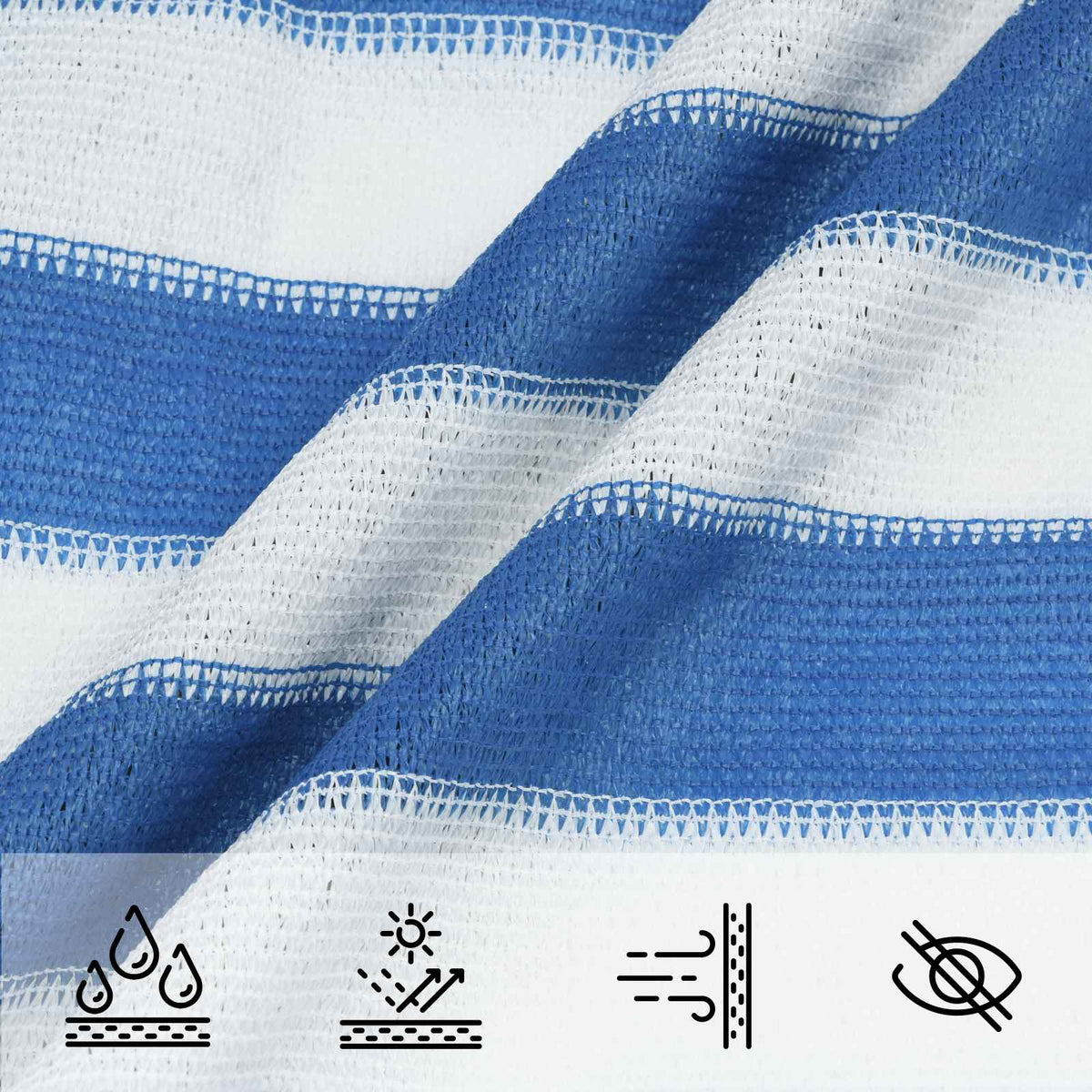 Vela de Sombra Retangular 2 x 5 m HDPE Azul e Branco — foto 4