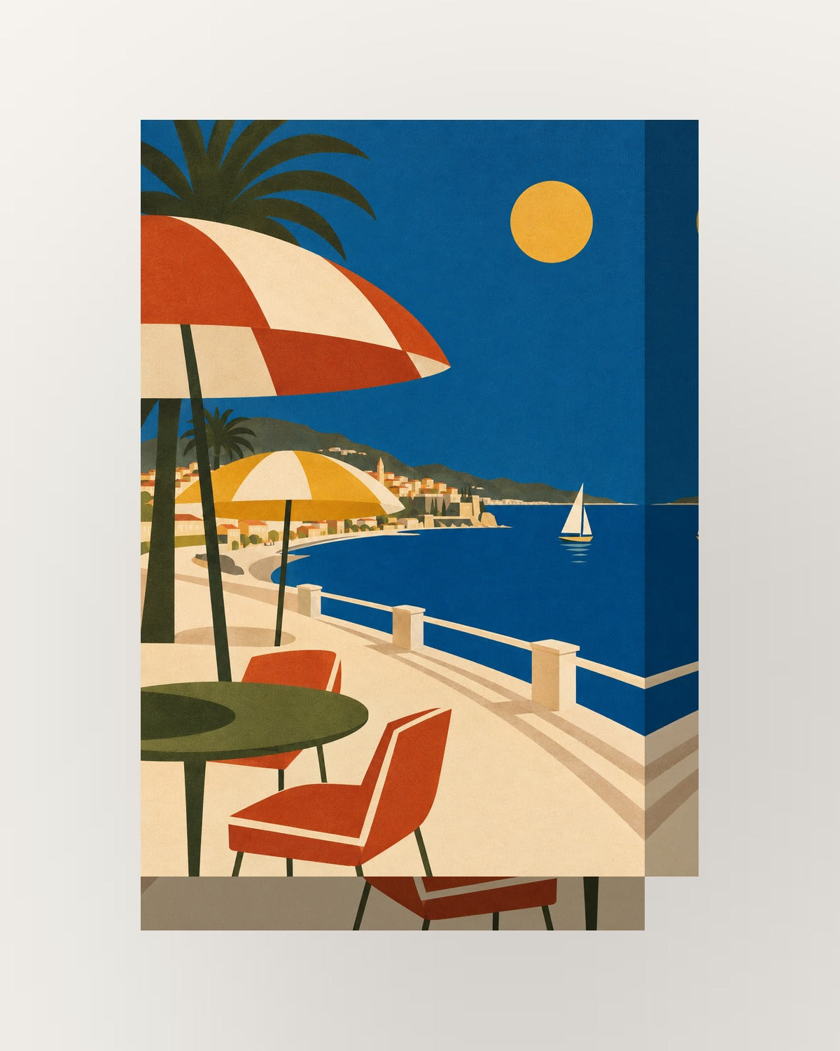 Riviera · Geométrico · cartaz viagem vintage — acabamento:thick
