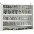 Vitrine de Parede de Madeira com Prateleiras Ajustáveis e 2 Portas Corredeiras de Vidro para Coleções Perfumes Bonecos de Decoração 80x9,5x60 cm Branco — foto 1