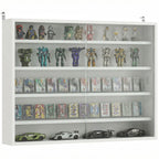 Vitrine de Parede de Madeira com Prateleiras Ajustáveis e 2 Portas Corredeiras de Vidro para Coleções Perfumes Bonecos de Decoração 80x9,5x60 cm Branco — foto 1