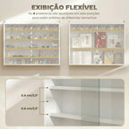 Vitrine de Parede de Madeira com Prateleiras Ajustáveis e 2 Portas Corredeiras de Vidro para Coleções Perfumes Bonecos de Decoração 80x9,5x60 cm Branco — foto 4