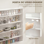 Vitrine de Parede de Madeira com Prateleiras Ajustáveis e 2 Portas Corredeiras de Vidro para Coleções Perfumes Bonecos de Decoração 80x9,5x60 cm Branco — foto 5