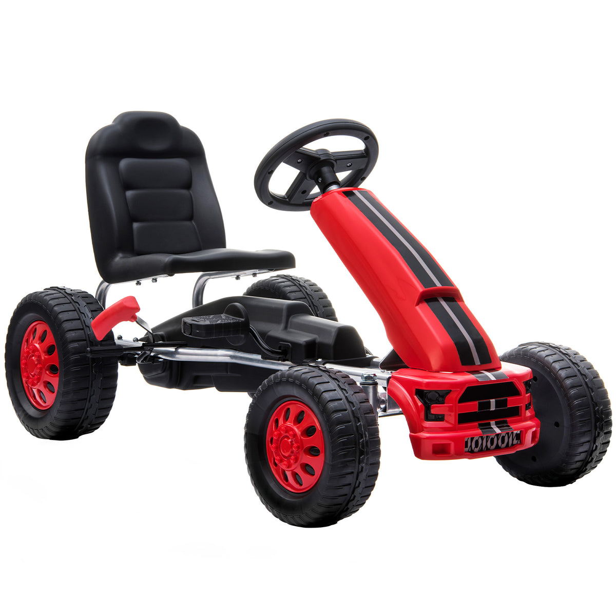 Go-Kart para Crianças +3 Anos com Assento Ajustável, Volante, Travão de Mão, Estrutura em Alumínio e Aço, até 30 kg, Vermelho — foto 1