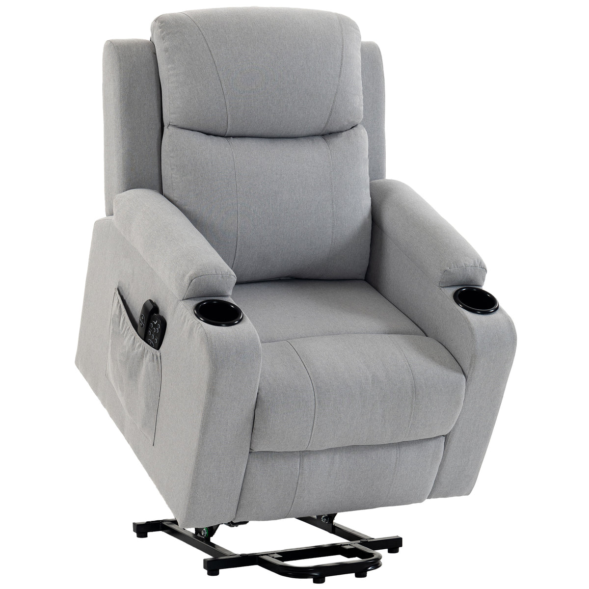 Poltrona Elevatória Elétrica com Massagem Vibratória e Aquecimento, Poltrona Relax Elétrica, Encosto Reclinável, Porta USB, Cinzento — foto 1