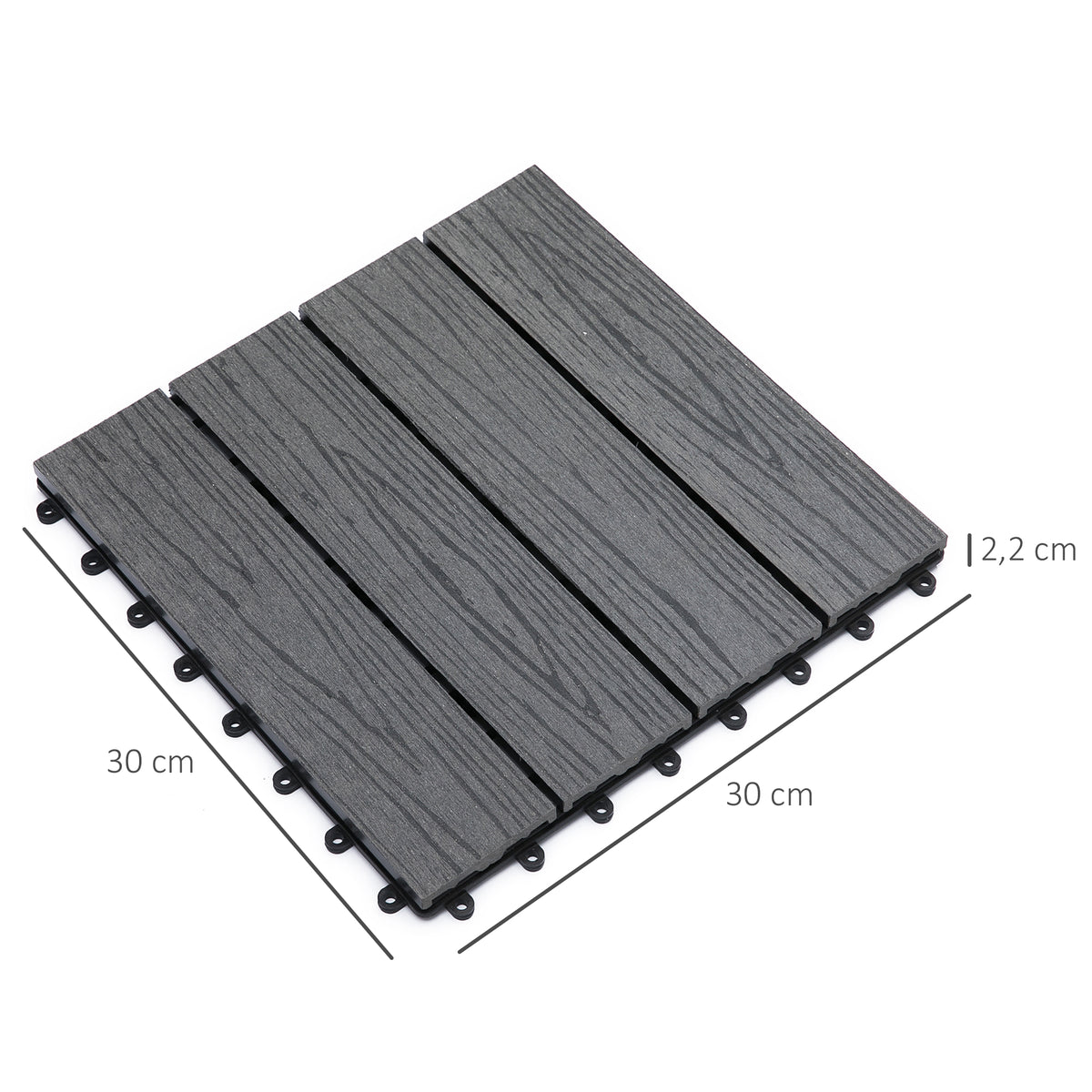 Ladrilhos para deck - caillebotis - Conjunto de 11 peças, Área Máx. 1 m² - encaixáveis, Instalação Muito Simples, dim. 30 x 30 cm — foto 2