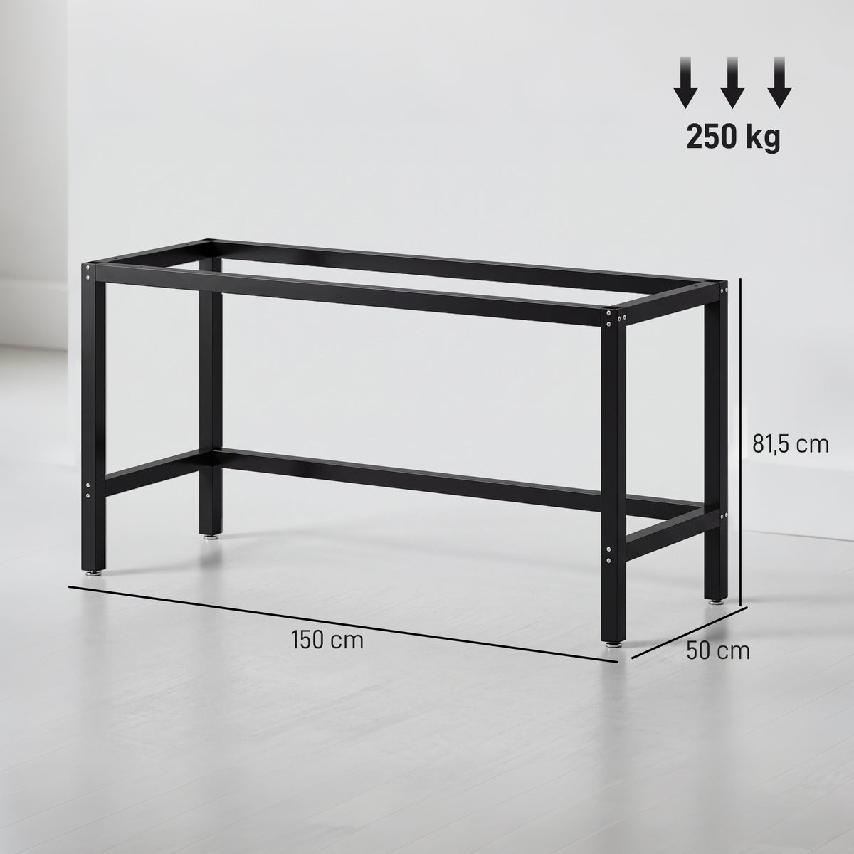 Estrutura de Pernas para Mesa em Aço com Pés Ajustáveis e Parafusos 150x50x81,5 cm Preto — foto 2