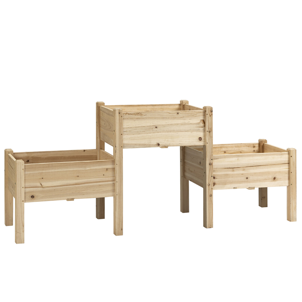 Jardineira Elevada Quadrada Horta 2 Andares 184x45x80 cm Inserções de Irrigação Madeira de Pinho Pré-oleada — foto 1