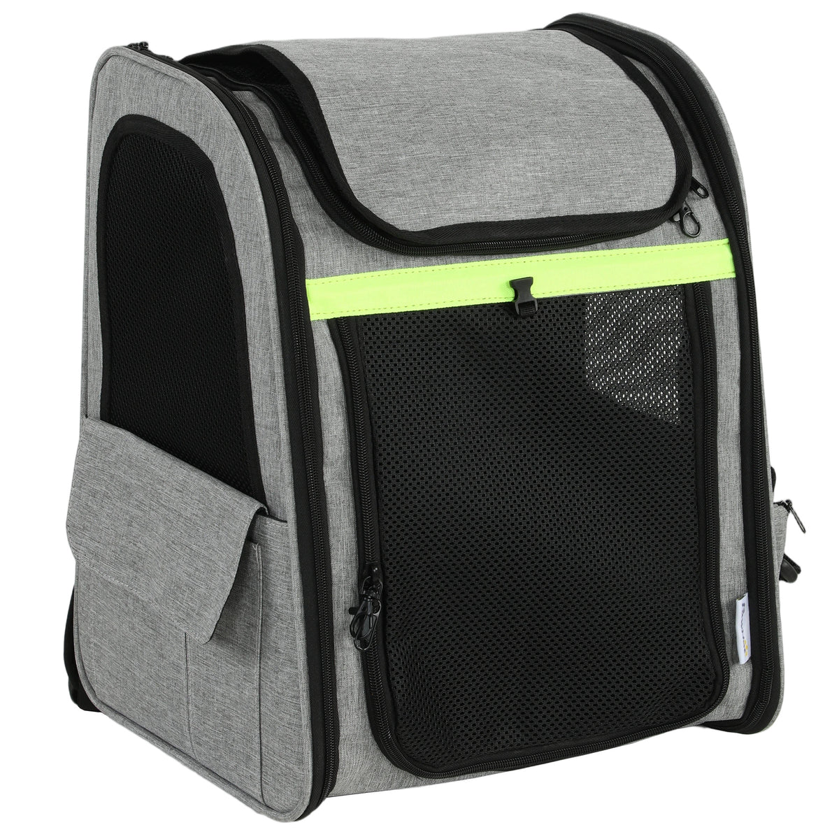 Caixa para cães expansível com 5 bolsos e faixa refletora para cães até 10 kg 33,5x28x42cm Cinza claro — foto 1