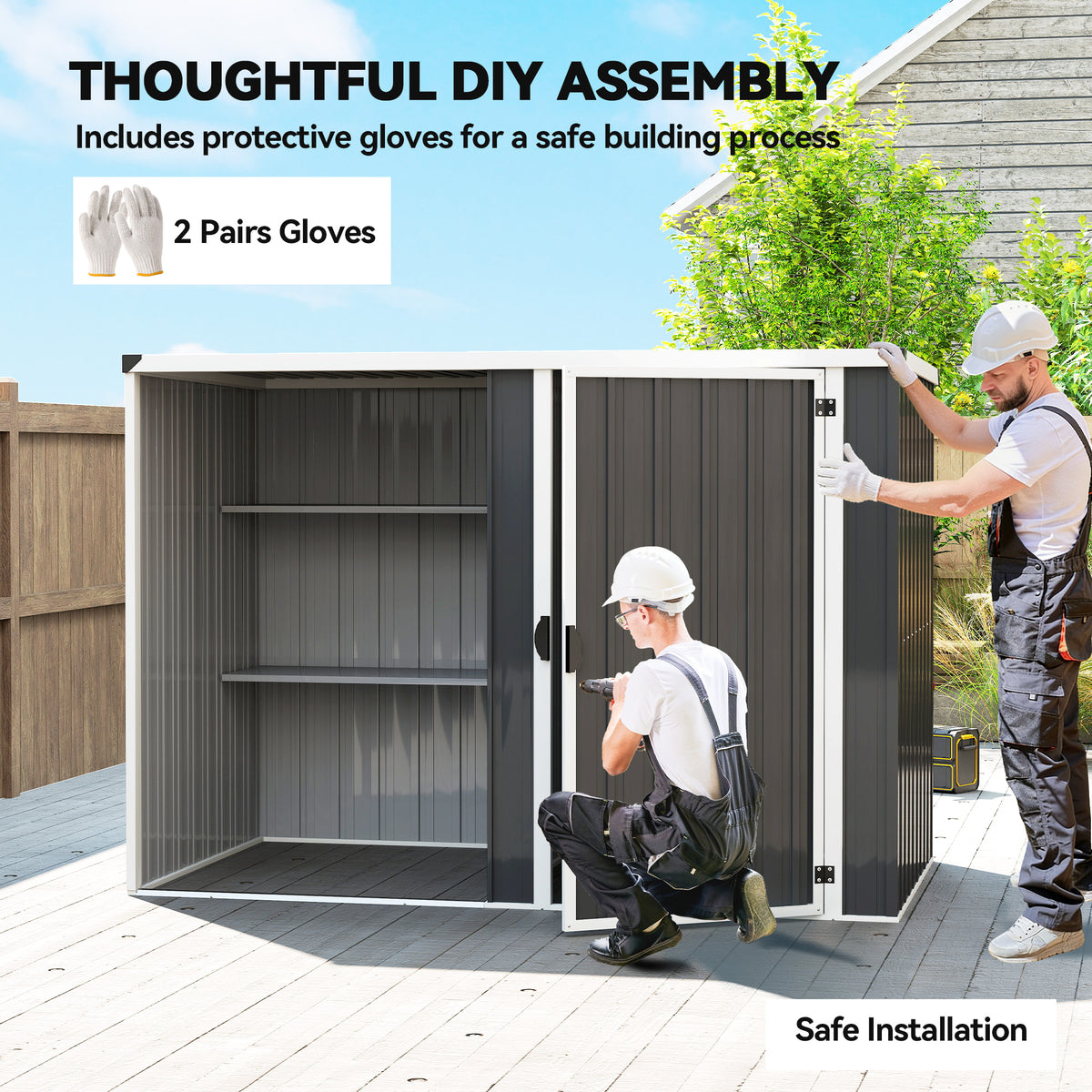 Abrigo de Jardim em Aço Galvanizado Porta Trancável 231x125x 162 cm Cinza — foto 2