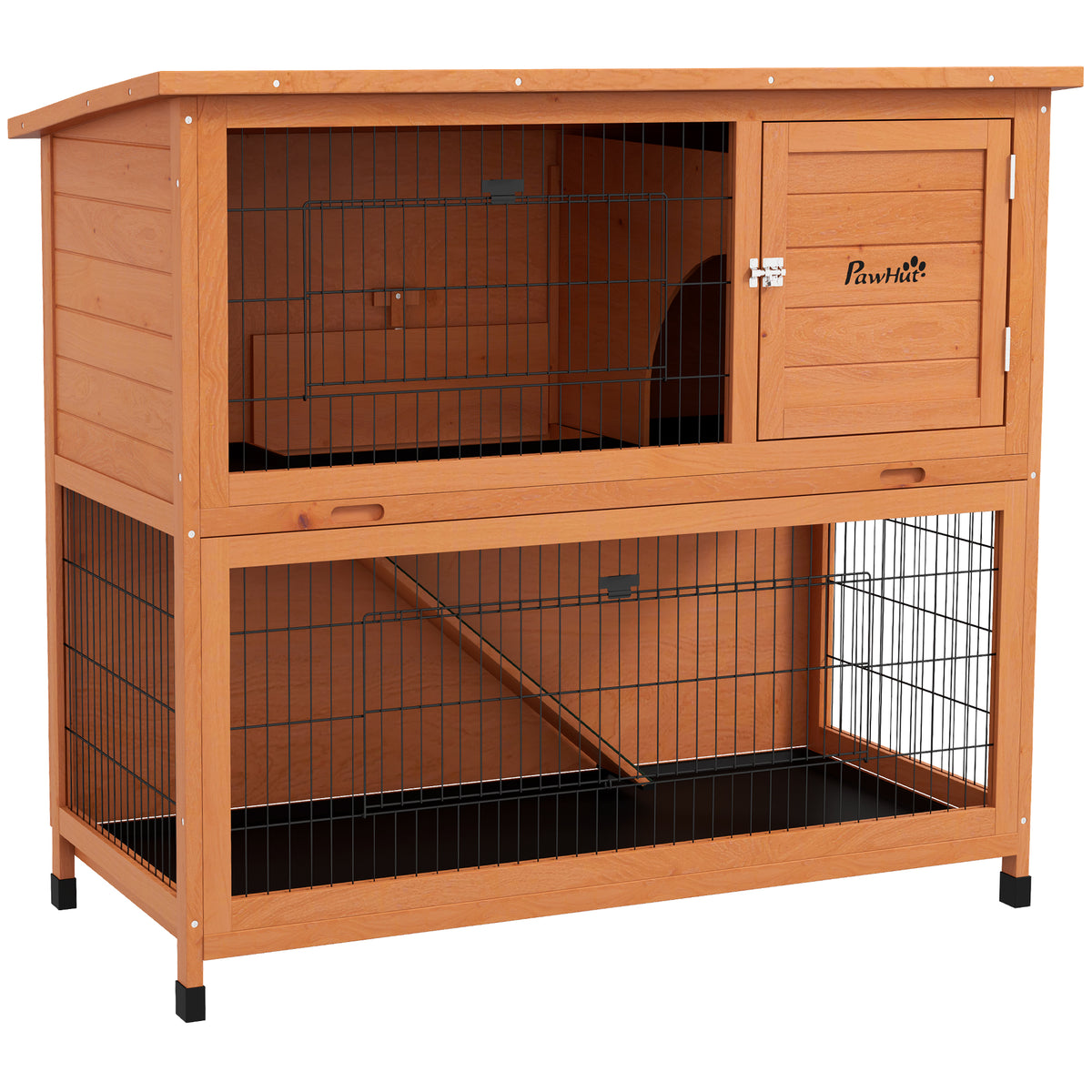 Casinha para pequenos animais, resistente às intempéries, 2 bandejas inferiores, 123 x 63 x 112 cm, Laranja — foto 1