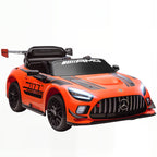Carro Elétrico para Crianças Mercedes-AMG GT3 Evo Carro de Bateria 12V com Controlo Remoto 2,4G Motor Duplo Rodas Auxiliares Alça de Transporte Música Faróis 115x66x44 cm Laranja — foto 1