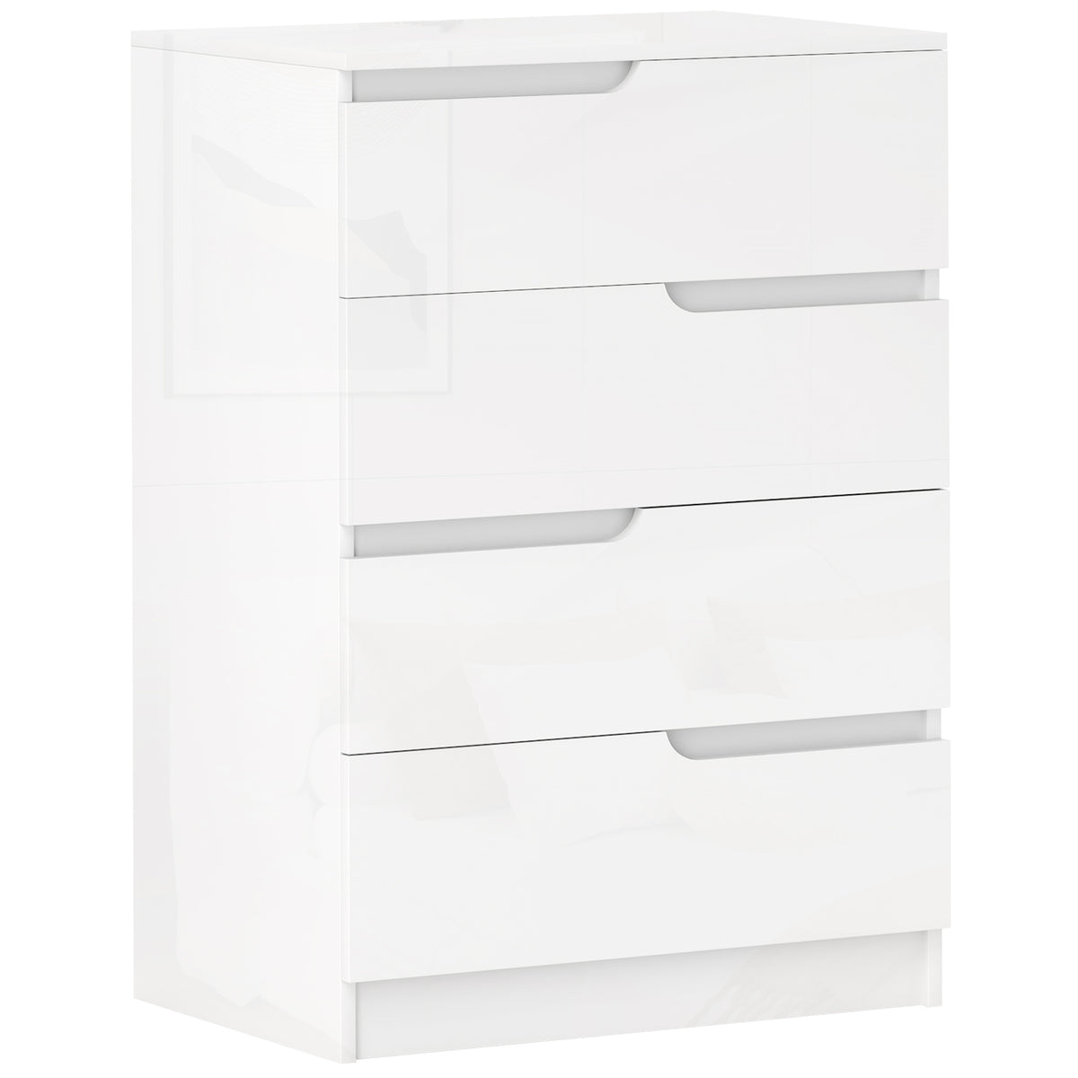 Cômoda moderna, guarda-roupa, 4 gavetas, madeira, proteção anti-tombamento, pés com almofadas, branco — foto 1