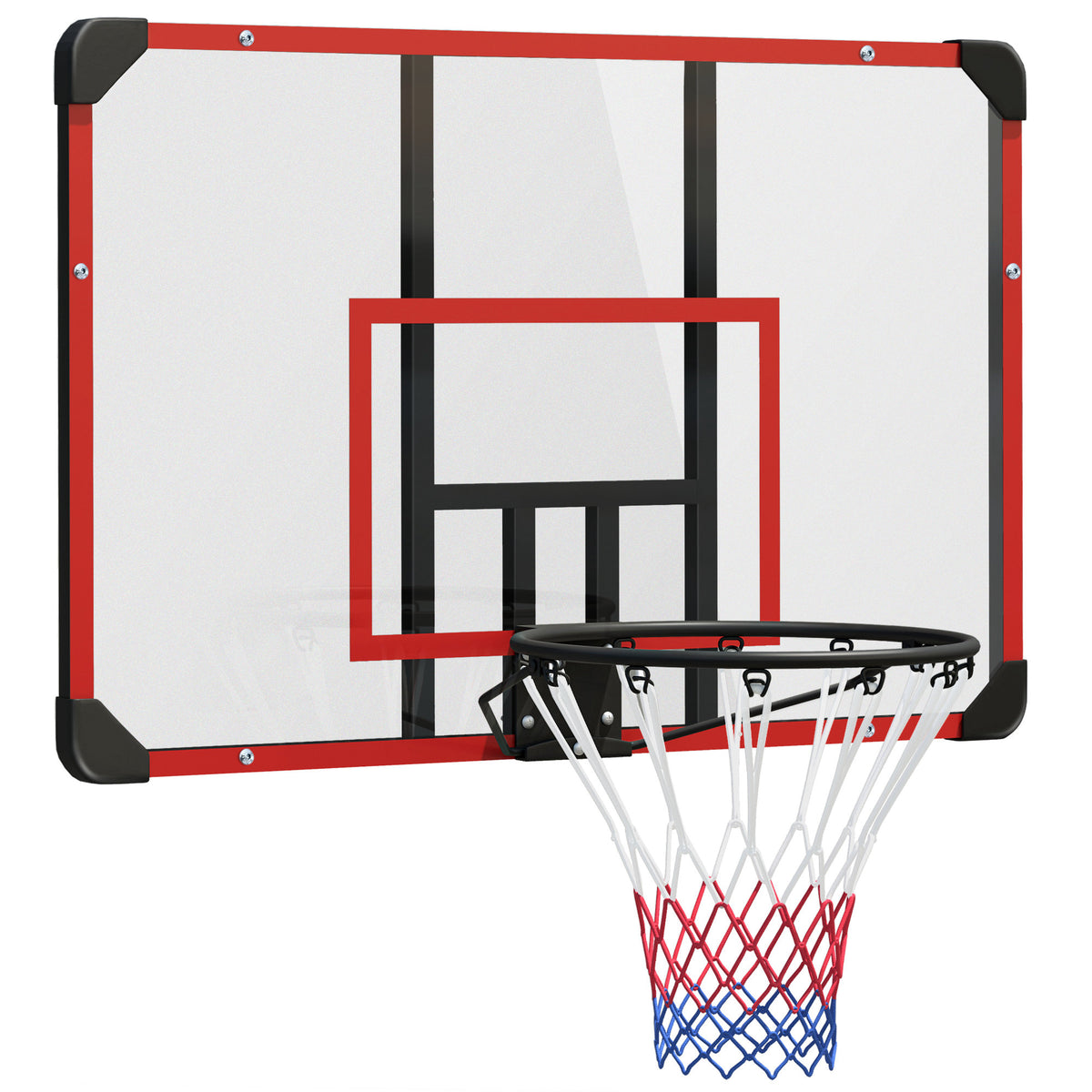 Aro de basquete para montagem na parede, interno/externo, placa traseira PC robusta, rede de nylon, aro de aço, 113x61x73 cm — foto 1