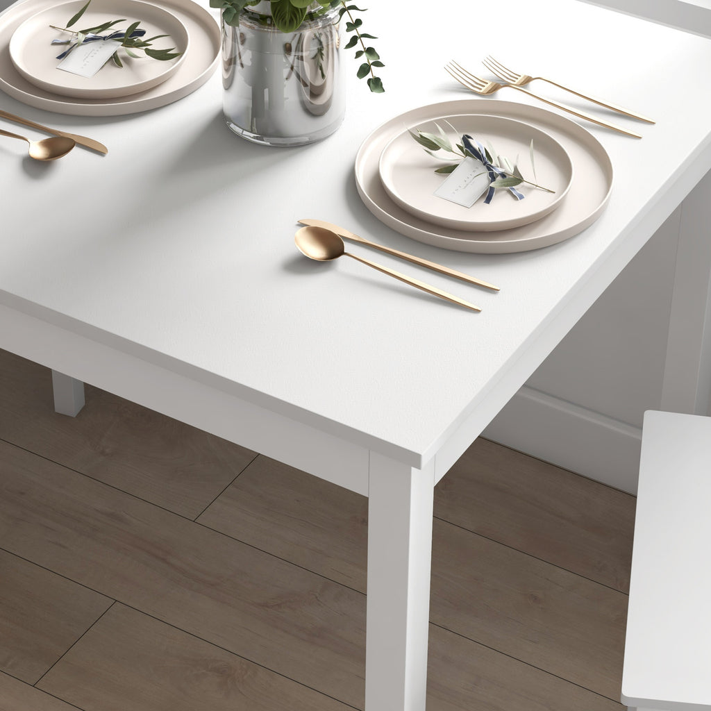 Conjunto de jantar 3 peças com mesa e cadeiras, madeira maciça, Branco — imagem 5