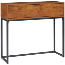 Mesa de Console Mesa de Console com Gaveta e Pés de Aço para Sala de Estar Entrada Corredor 80x30x76 cm Marrom — foto 1