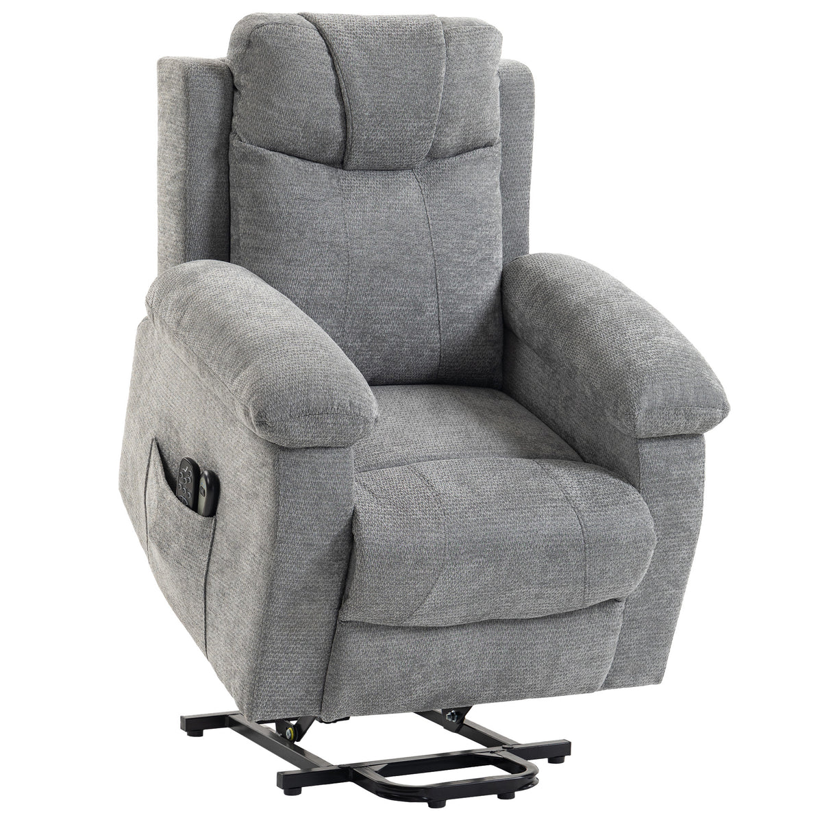 Cadeirão Relax Reclinável Elétrico Elevatório com 8 Pontos de Massagem, Calor Lombar, USB, Comando e Apoio para os Pés, Cinzento — foto 1