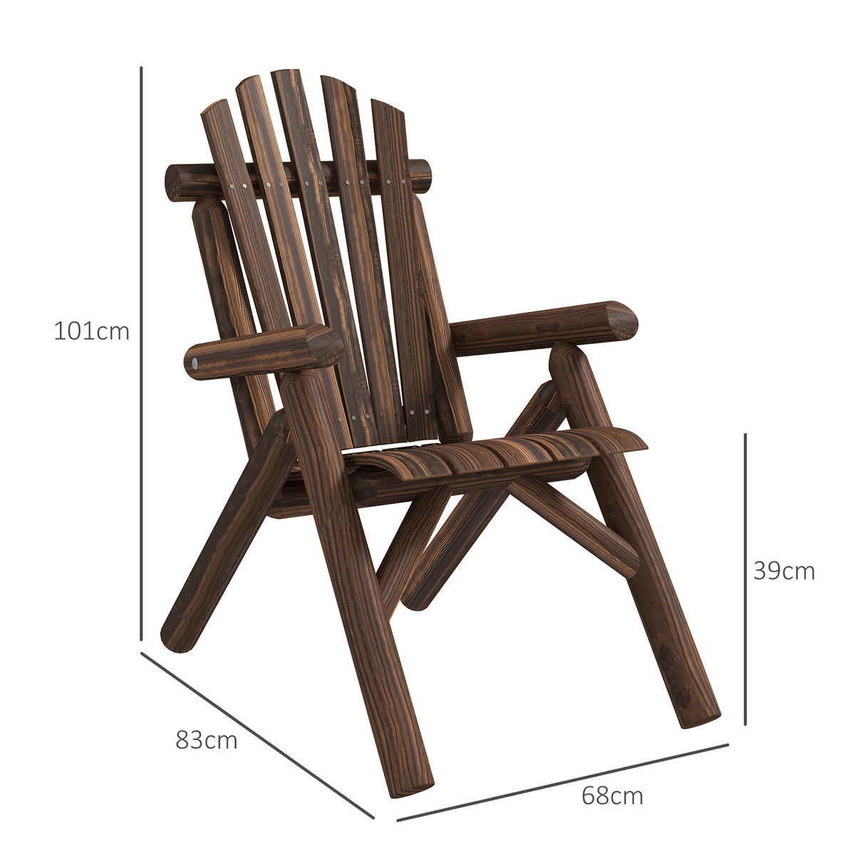 Cadeira de jardim, encosto alto para exterior, até 113 kg, resistente às intempéries, Carbonizado — foto 2