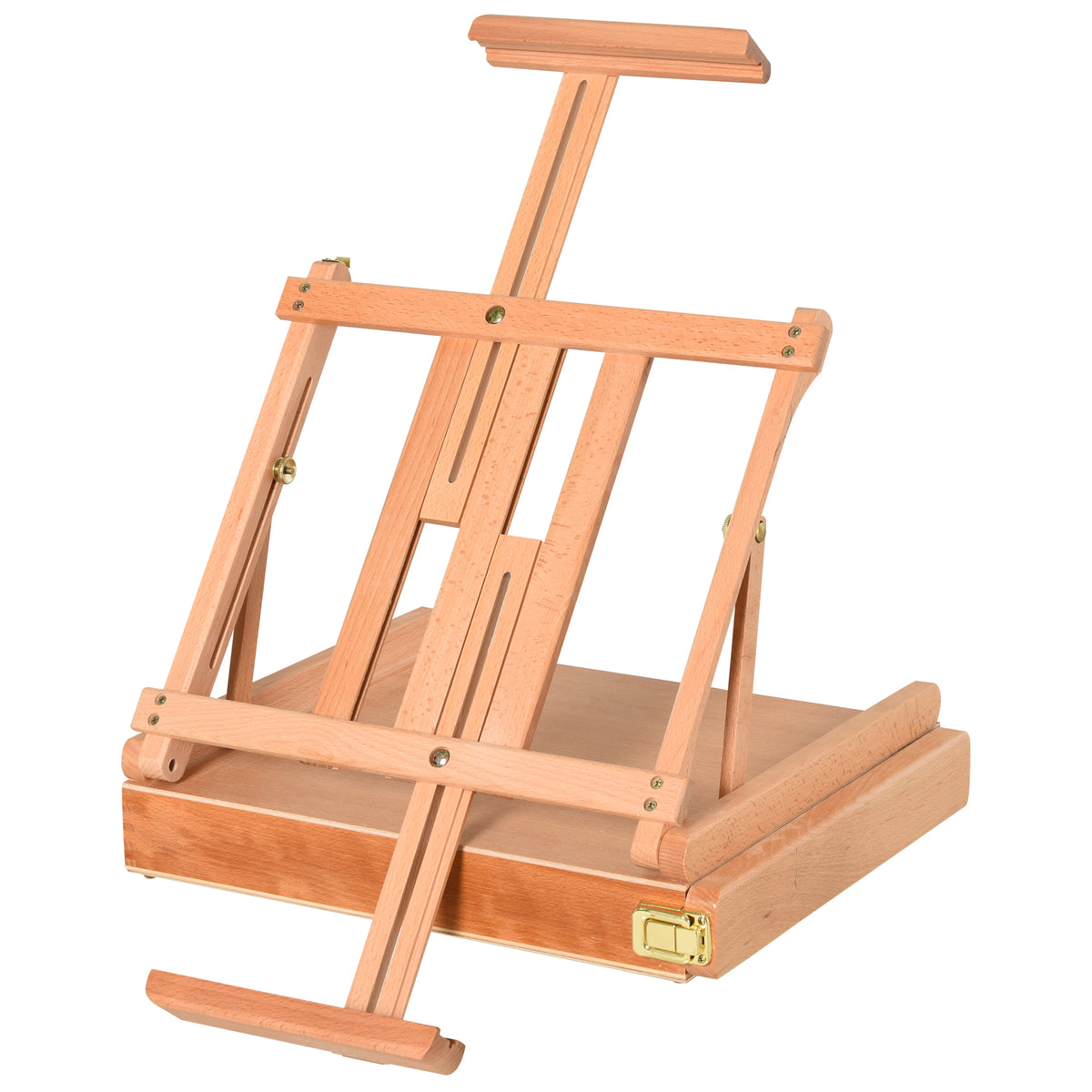 Cavalete de Mesa, Cavalete com Ajuste de Ângulo e Alça, Cavalete tipo Estojo para Pintura & Desenho, Cavalete de Estúdio Dobrável com Gaveta, Madeira de faia, Natural — foto 1