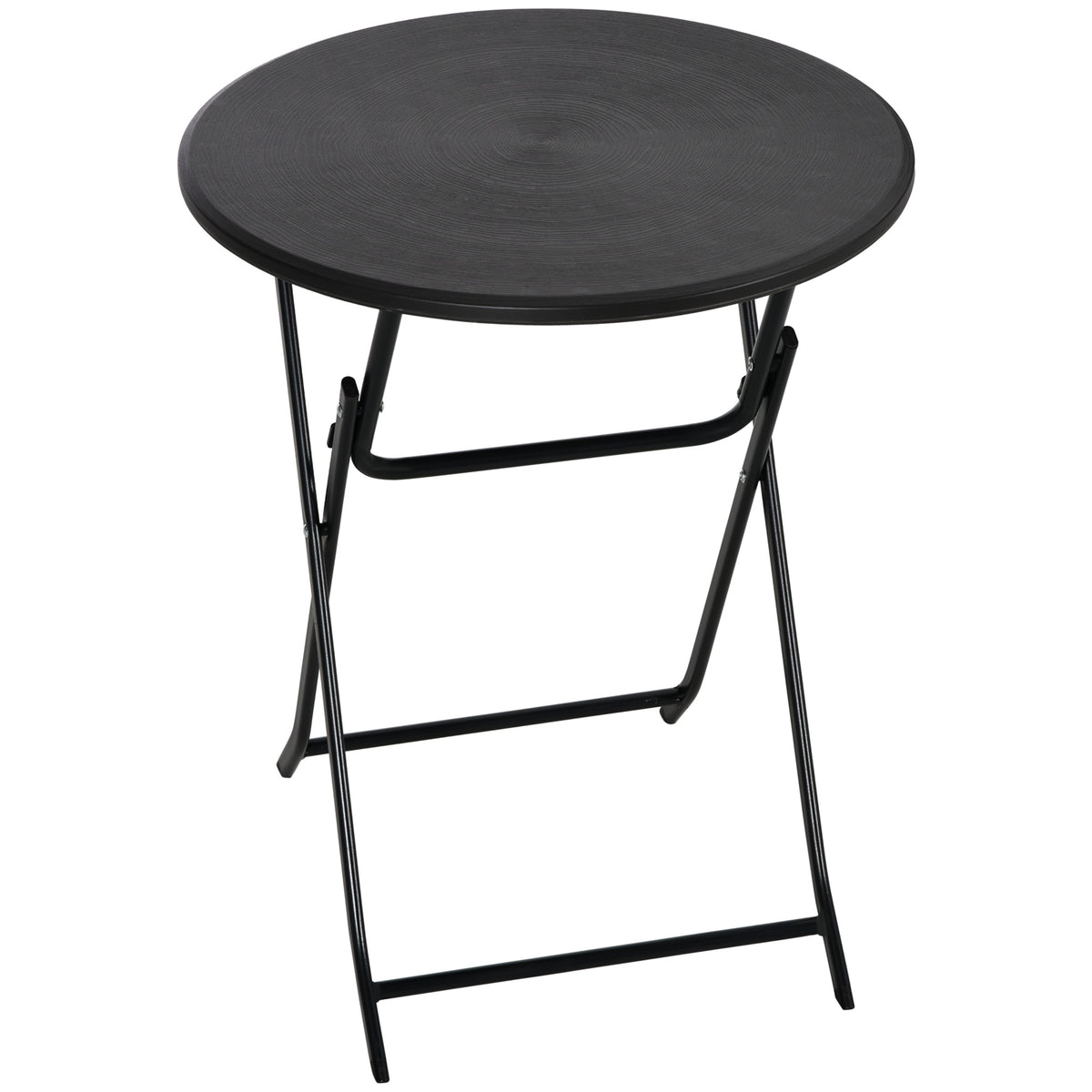 Mesa Baixa Exterior para 2 Pessoas Mesa de Jardim Redonda com Estrutura em Aço Ø60x73 cm Cinza Escuro — foto 1