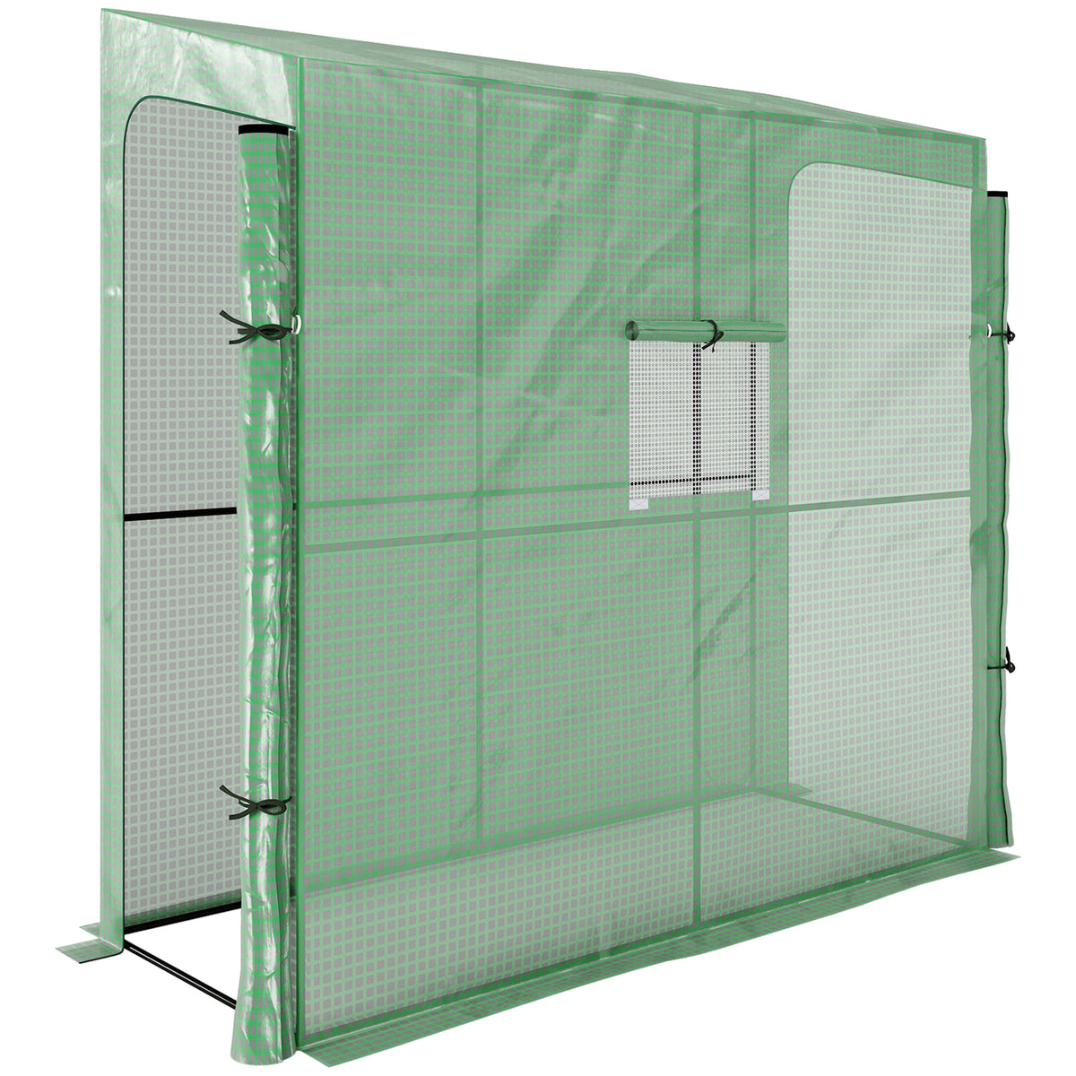 Estufa de jardim encostada mural estufa para tomate 2 Portas enroláveis com zíper, 1 janela, dim. 200L x 80l x 200/180H cm — foto 1