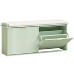 Banco para Sapatos com Almofada de Assento Acolchoada e Gaveta Basculante para Corredor Quarto 104x26x47,5 cm Verde — foto 1