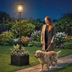 Candeeiro Solar Luminária de Poste com Vaso 195 cm Exterior Lanterna de Jardim com 2 Níveis de Luminosidade Controle de Luz Interruptor IP44 — imagem 6