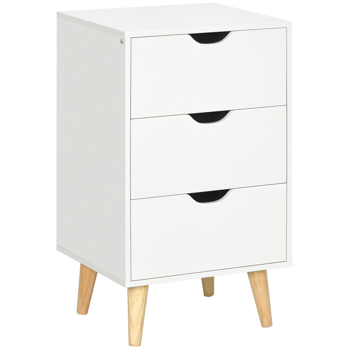 Mesa de Cabeceira Mesa de Noite com 3 Gavetas Estilo Escandinavo para Quarto Sala 40x35x68,5 cm Branco — foto 1