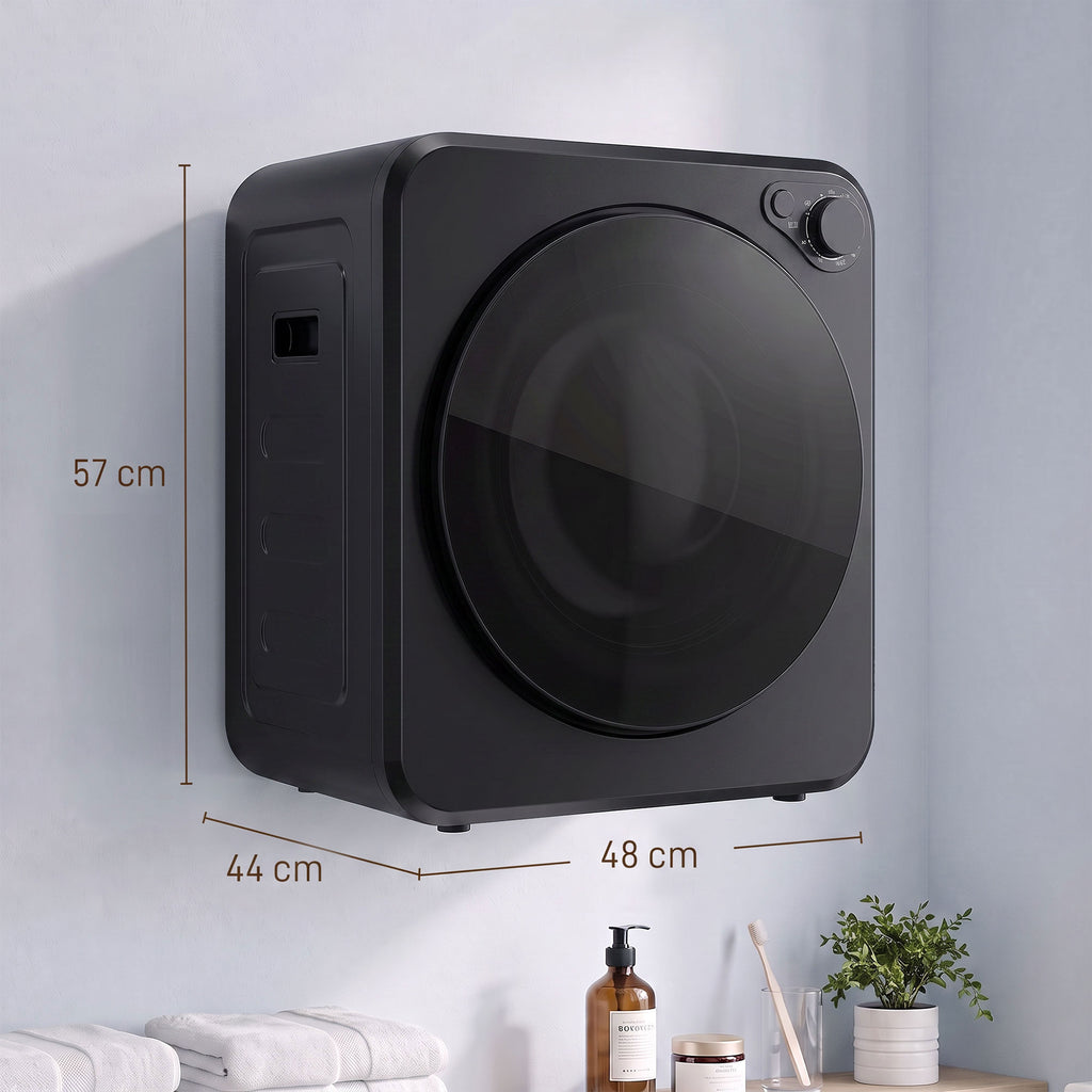 Mini Secadora Portátil 2,5 kg 5 Programas 800/400 W Carga Frontal Empilhável/Parede/Autoportante Preto — foto 2