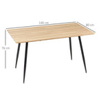 Mesa de Jantar Retangular para 4 Pessoas com Tampo em Efeito Madeira e 4 Pés em Aço 140x80x76 cm Preto — foto 2