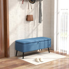 Banco com Compartimento Pufe Acolchoado 102x40x44 cm Azul Escuro — imagem 6
