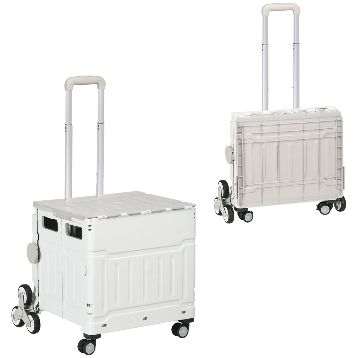 Carrinho de compras dobrável caddie com pega telescópica regulável e tampa carga máx. 80 kg, branco — foto 1