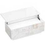 Mesa de Centro Elevável Mesa de Sala Moderna com Compartimento Oculto e 2 Gavetas Branco Alto Brilho — foto 1