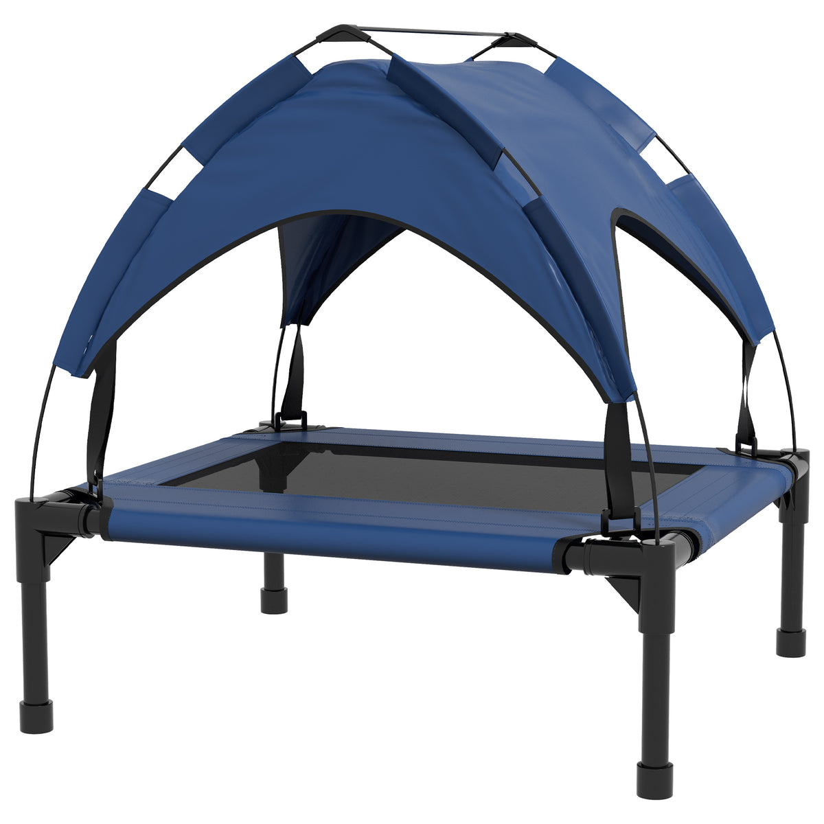 Cama para cães com dossel, respirável, resistente à água, até 20 kg, 76 x 61 x 69,5 cm, Azul escuro — foto 1