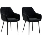 Conjunto 2 Cadeiras para Sala de Jantar Modernas com Braços Assento Estofado e Pernas de Aço 54x57x80 cm Preto — foto 1
