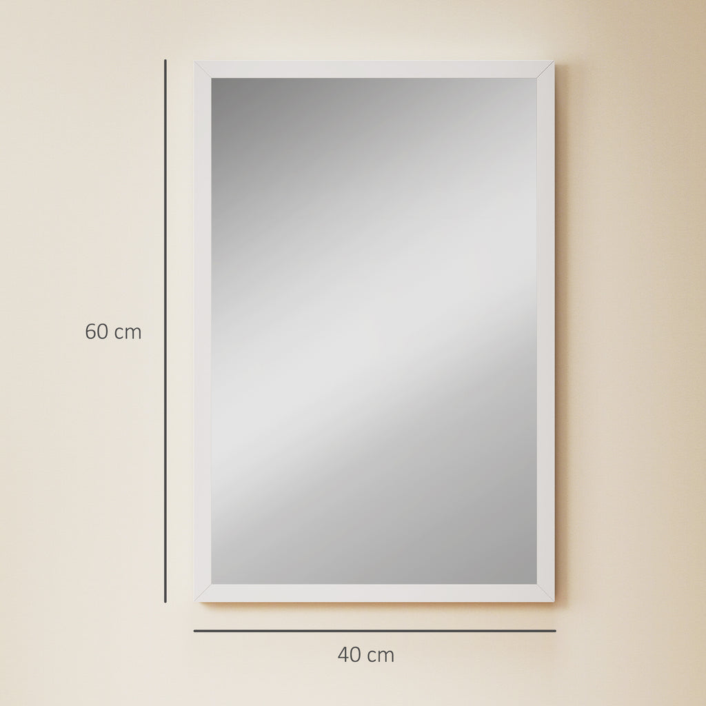 Espelho de Parede Retangular 60x40 cm Moldura em Madeira Branca Ideal para Casa de Banho Sala ou Quarto — foto 2