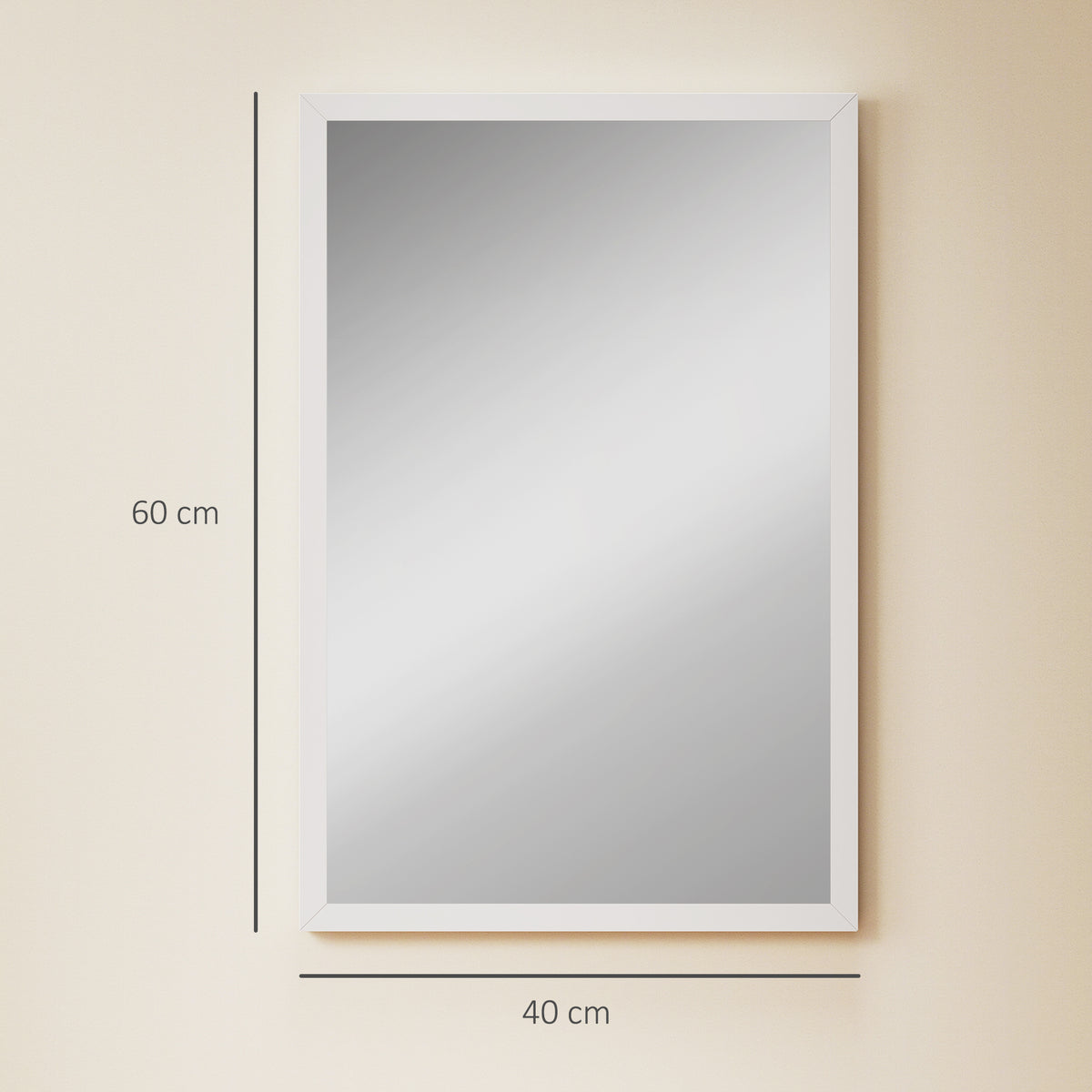 Espelho de Parede Retangular 60x40 cm Moldura em Madeira Branca Ideal para Casa de Banho Sala ou Quarto — foto 2