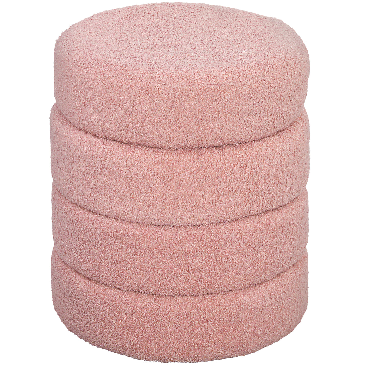 Banco Redondo Fleece Tipo Carneirinho até 120 kg Φ40x45 cm Rosa — foto 1