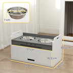 Comedouro Elevado para Cães com Armário de Armazenamento 2 Tigelas com Anéis Antiderrapantes 60x30x35,5cm Branco — foto 2