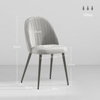 Conjunto de 8 Cadeiras de Sala de Jantar Modernas Cadeiras Estofadas em Veludo com Encosto Alto 50x52x83 cm Cinza — foto 2