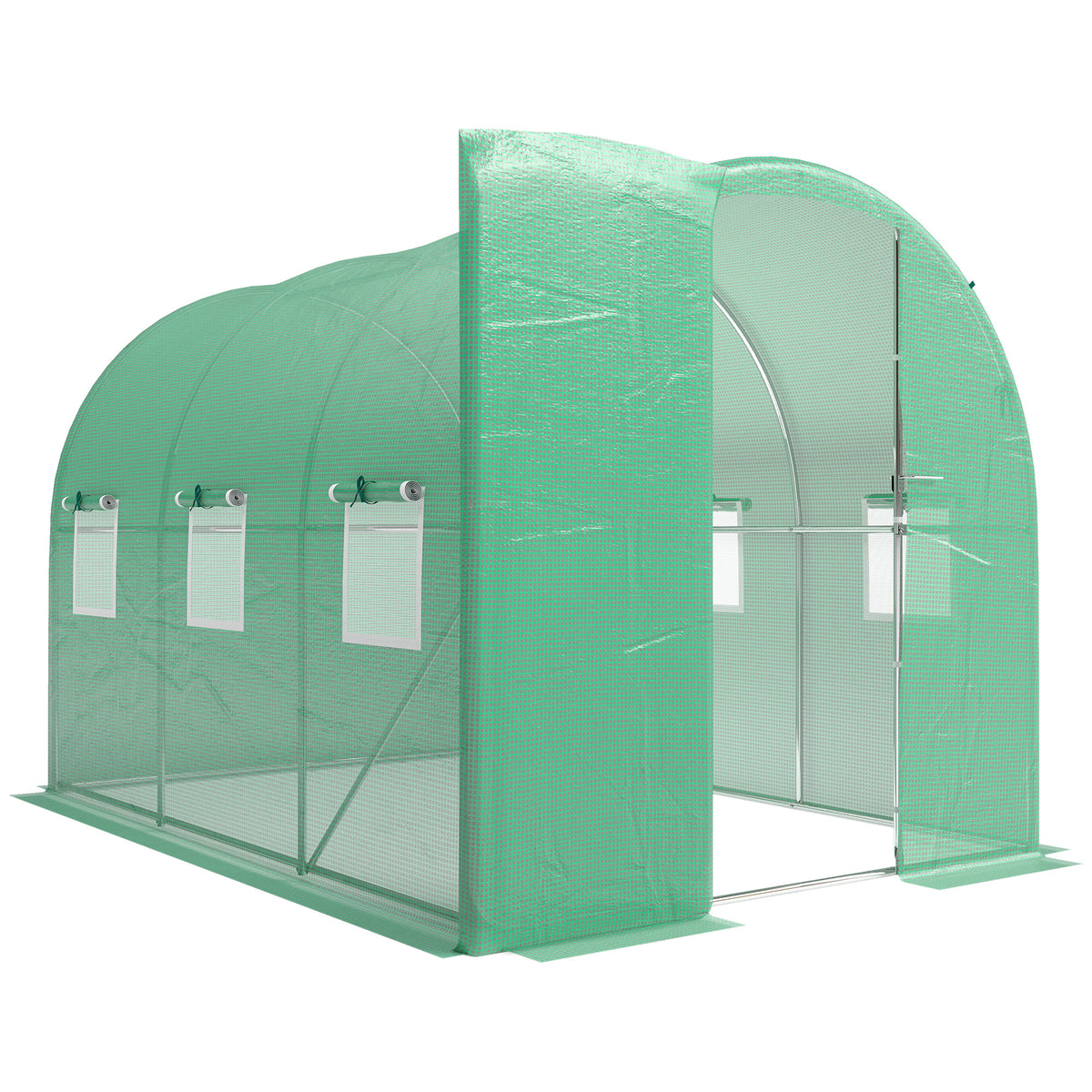 Estufa 3x2x2 m Folientunnel com Porta de Batente Trancável 6 Janelas de Rede Enroláveis Barras de Suporte — foto 1
