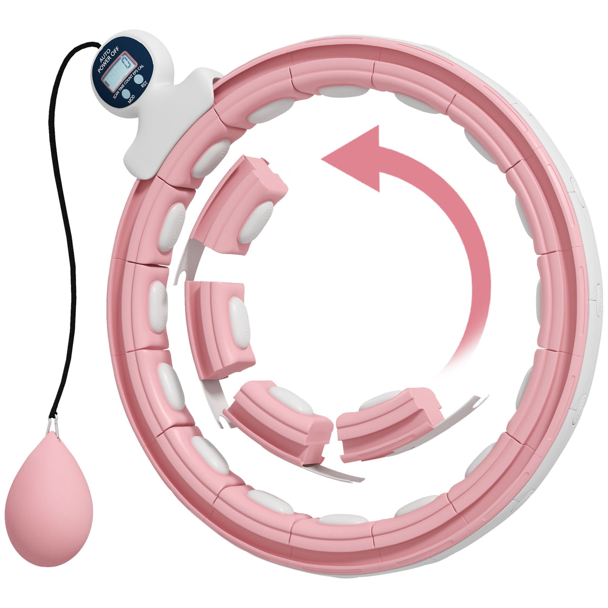 Hula Hoop Aro com Picos de Massagem Ajustável de 76 a 113 cm de Cintura 16 Segmentos Removíveis Fitness — foto 1