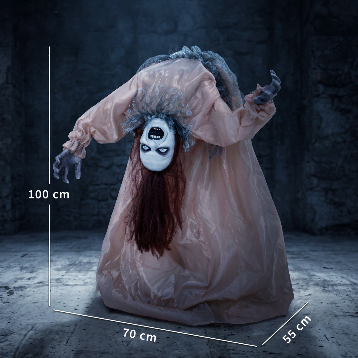 Fantasma Animado de Halloween com Gritos Assustadores Olhos luminosos Ativado por Som Toque — foto 2