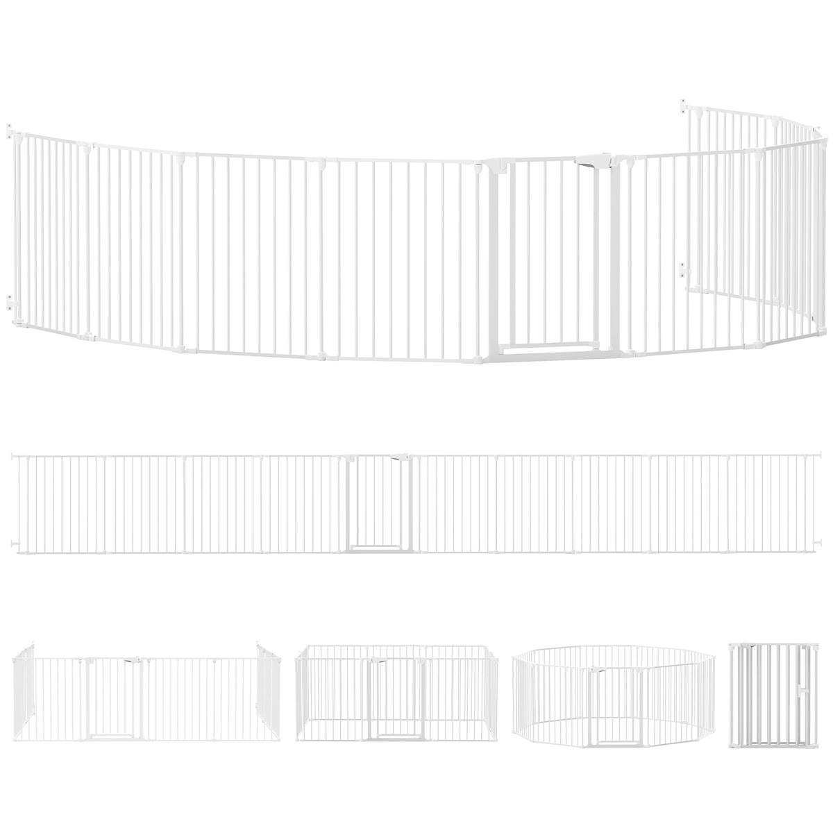 Barreira de Segurança em Metal Parque Cercado Dobrável e Modular para Cão e Criança 10 Painéis 61x75 cm Branco — foto 1