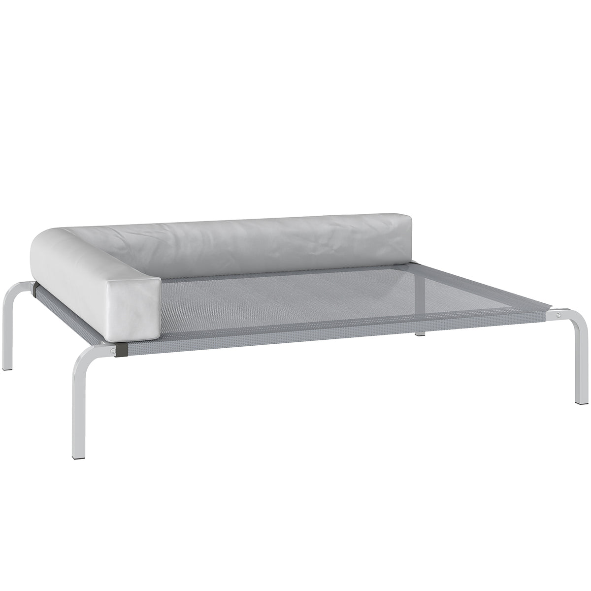 Cama para Cães ao Ar Livre Cama Elevada para Cães de Porte Médio com Almofada em L 110x75x30 cm Cinza claro — foto 1