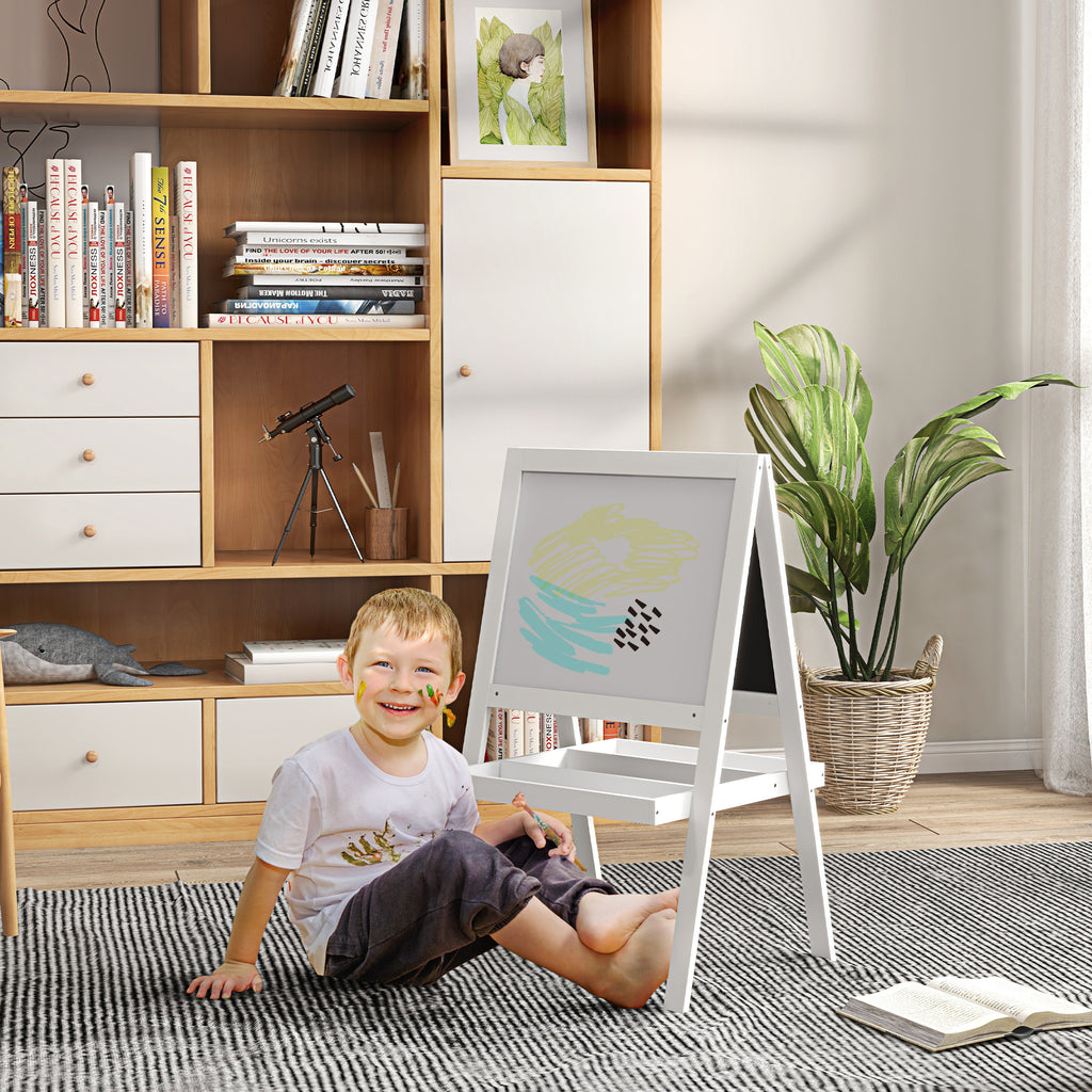 Cavalete quadro infantil 2 em 1 face quadro branco magnético e face quadro-negro a giz branco — imagem 8
