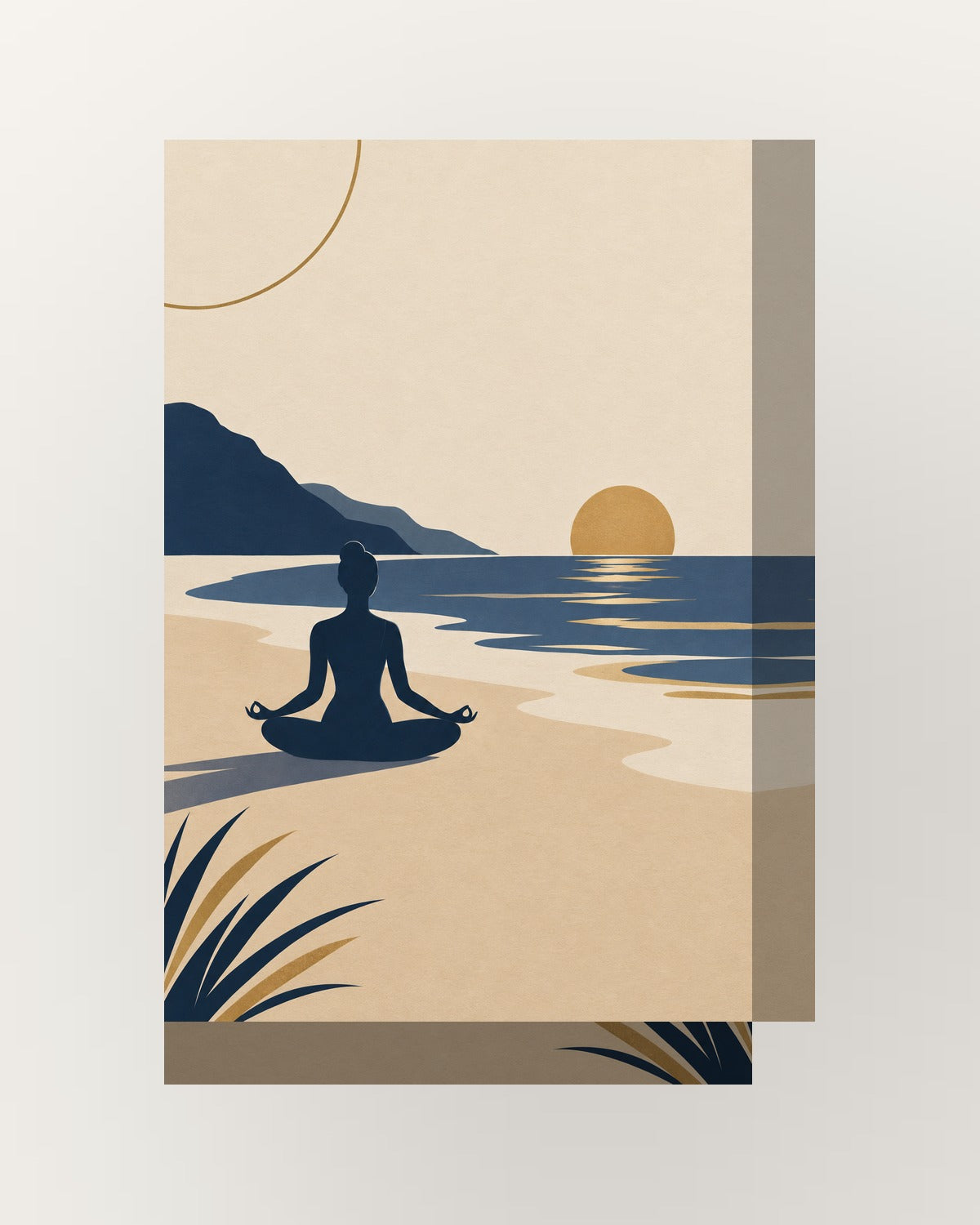Amanhecer ioga · Minimalista · Quadro zen — acabamento:thick