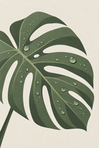 Folha com gotas · Minimalista · Quadro zen — zen-folha-com-gotas-minimal_ver