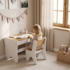 Mesa e Cadeira Infantil para Desenhar e Ler com Gaveta Branco e Madeira — imagem 10